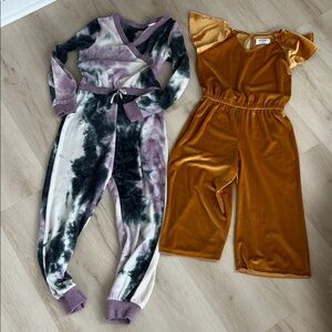 Tie-Dye Jumpsuit and Mustard Romper Set
